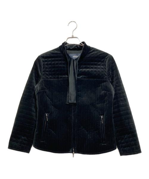 ARMANI JEANS（アルマーニジーンズ）ARMANI JEANS (アルマーニジーンズ) ベロアキルティングジャケット ブラック サイズ:USA 8 / EU 44の古着・服飾アイテム