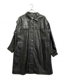 PAGEBOY（ページボーイ）の古着「エコレザーカスタムロングブルゾン」｜ブラック