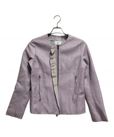 【美品】 LANVIN en Bleu ラムレザージャケット　フリル　ブラック 中古・古着通販】LANVIN en Bleu (ランバンオンブルー) ラムレザー