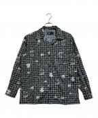 Thee Hysteric XXXジィ ヒステリックトリプルエックス）の古着「ROCKABILLY柄 オープンカラーシャツ」｜ブラック×ブルー