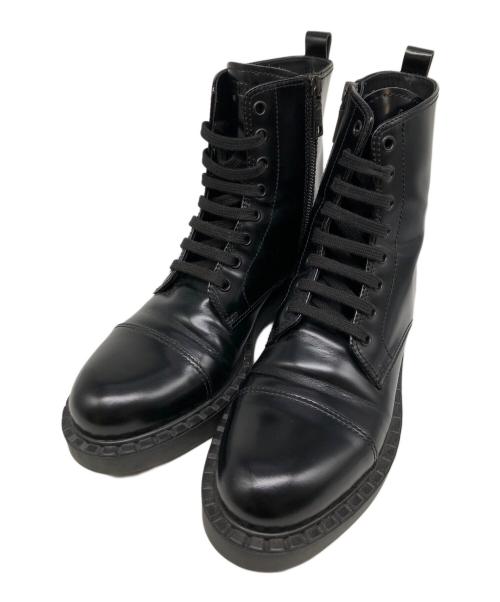 PRADA（プラダ）PRADA (プラダ) ブラッシュアップレースブーツ ブラック サイズ:39 1/2の古着・服飾アイテム