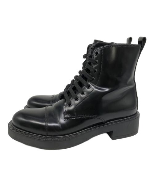 PRADA（プラダ）PRADA (プラダ) ブラッシュアップレースブーツ ブラック サイズ:39 1/2の古着・服飾アイテム