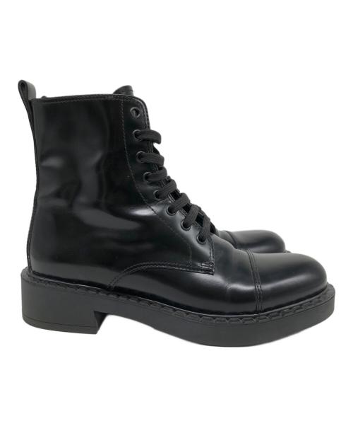 PRADA（プラダ）PRADA (プラダ) ブラッシュアップレースブーツ ブラック サイズ:39 1/2の古着・服飾アイテム