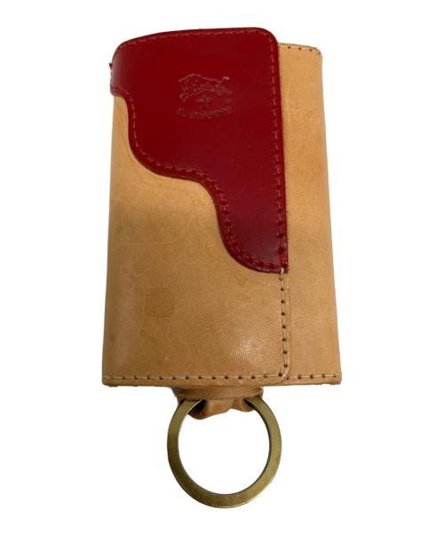 IL BISONTE（イル ビゾンテ）IL BISONTE (イル ビゾンテ) 6連キーケース ベージュ×レッドの古着・服飾アイテム