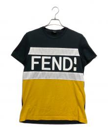 FENDI（フェンディ）の古着「ロゴメッシュT」｜ブラック×イエロー