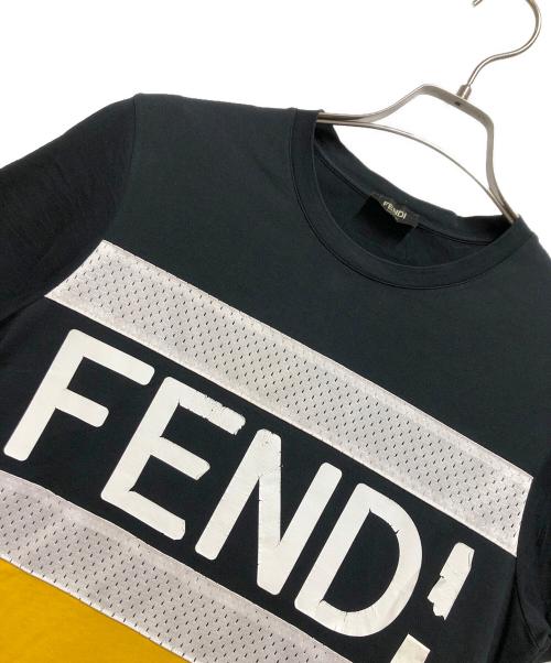 FENDI（フェンディ）FENDI (フェンディ) ロゴメッシュT ブラック×イエロー サイズ:Sの古着・服飾アイテム