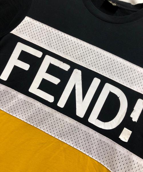 FENDI（フェンディ）FENDI (フェンディ) ロゴメッシュT ブラック×イエロー サイズ:Sの古着・服飾アイテム