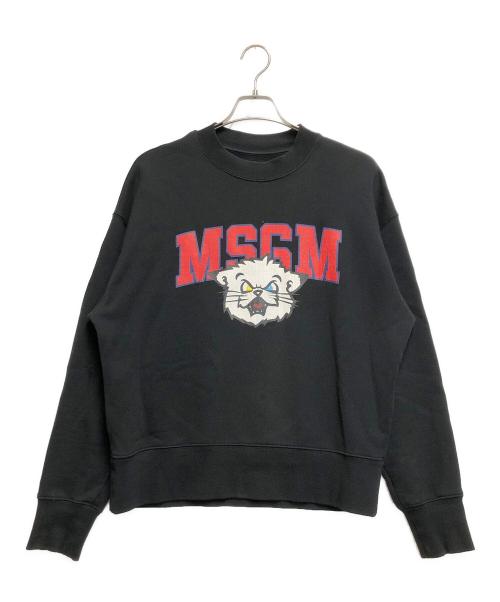 MSGM（エムエスジーエム）MSGM (エムエスジーエム) プリントロゴトレーナー ブラック サイズ:Sの古着・服飾アイテム