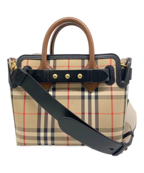 BURBERRY（バーバリー）BURBERRY (バーバリー) ヴィンテージチェック トリプルスタッズ ベルトバッグ ベージュ×ブラックの古着・服飾アイテム