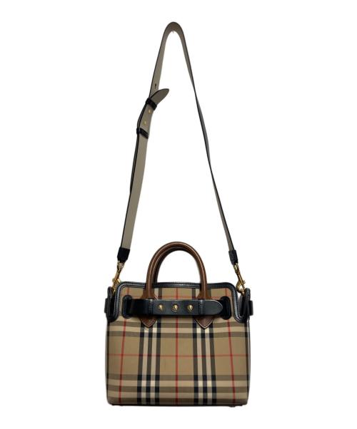 BURBERRY（バーバリー）BURBERRY (バーバリー) ヴィンテージチェック トリプルスタッズ ベルトバッグ ベージュ×ブラックの古着・服飾アイテム