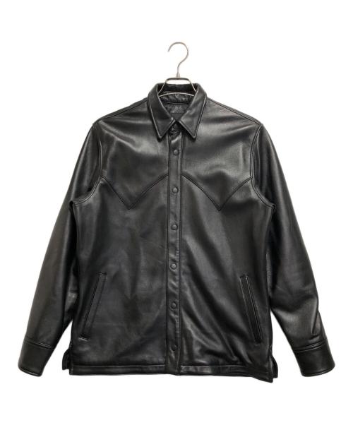 Schott（ショット）Schott (ショット) レザーウエスタンシャツ ブラック サイズ:Lの古着・服飾アイテム