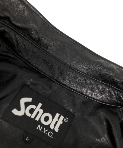 Schott（ショット）Schott (ショット) レザーウエスタンシャツ ブラック サイズ:Lの古着・服飾アイテム