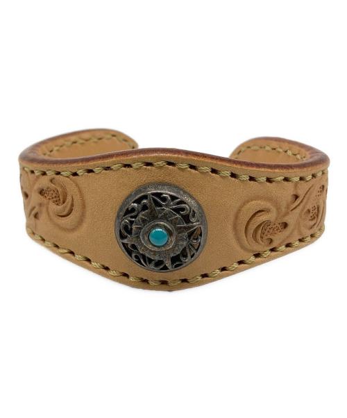 不明（フメイ）不明 (フメイ) レザーブレスレット ナチュラルの古着・服飾アイテム