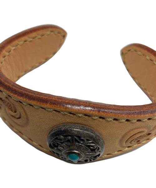 不明（フメイ）不明 (フメイ) レザーブレスレット ナチュラルの古着・服飾アイテム