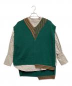 Ameriアメリ）の古着「レイヤードシャツ」｜ベージュ×グリーン