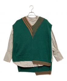 Ameri（アメリ）の古着「レイヤードシャツ」｜ベージュ×グリーン