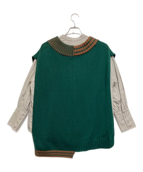 Ameri（アメリ）Ameri (アメリ) レイヤードシャツ ベージュ×グリーン サイズ:FREEの古着・服飾アイテム