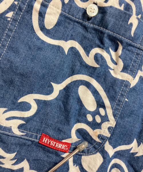 Hysteric Glamour（ヒステリックグラマー）Hysteric Glamour (ヒステリックグラマー) FIRE BEAR柄 オーバーサイズデニムシャツ ブルー サイズ:FREEの古着・服飾アイテム