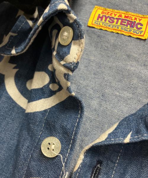 Hysteric Glamour（ヒステリックグラマー）Hysteric Glamour (ヒステリックグラマー) FIRE BEAR柄 オーバーサイズデニムシャツ ブルー サイズ:FREEの古着・服飾アイテム