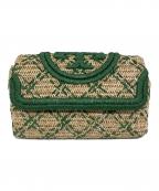 TORY BURCHトリーバーチ）の古着「クラッチバッグ」｜ナチュラル×グリーン