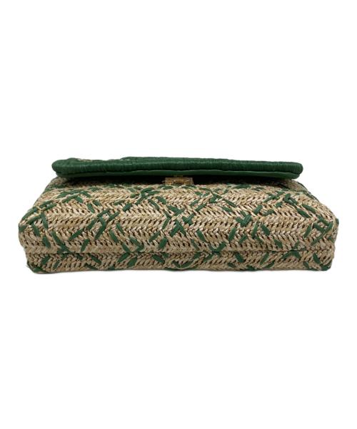 TORY BURCH（トリーバーチ）TORY BURCH (トリーバーチ) クラッチバッグ ナチュラル×グリーン 未使用品の古着・服飾アイテム