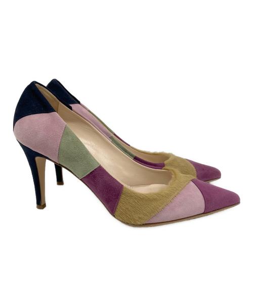 NEBULONIE（ネブローニ）NEBULONIE (ネブローニ) ポインテッドトゥパンプス パープル サイズ:35 1/2の古着・服飾アイテム