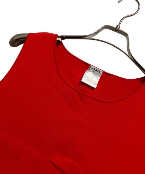 CHANEL（シャネル）CHANEL (シャネル) ノースリーブニット レッド サイズ:46の古着・服飾アイテム