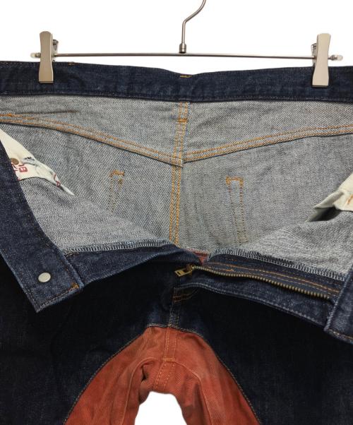 児島ジーンズ（コジマジーンズ）児島ジーンズ (コジマジーンズ) HONDA (ホンダ) モンキーコンボ パンツ インディゴ×オレンジ サイズ:42の古着・服飾アイテム