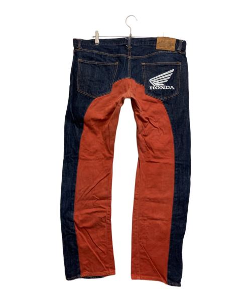 児島ジーンズ（コジマジーンズ）児島ジーンズ (コジマジーンズ) HONDA (ホンダ) モンキーコンボ パンツ インディゴ×オレンジ サイズ:42の古着・服飾アイテム