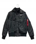 ALPHAアルファ）の古着「フーデッドリブジャケット」｜ブラック