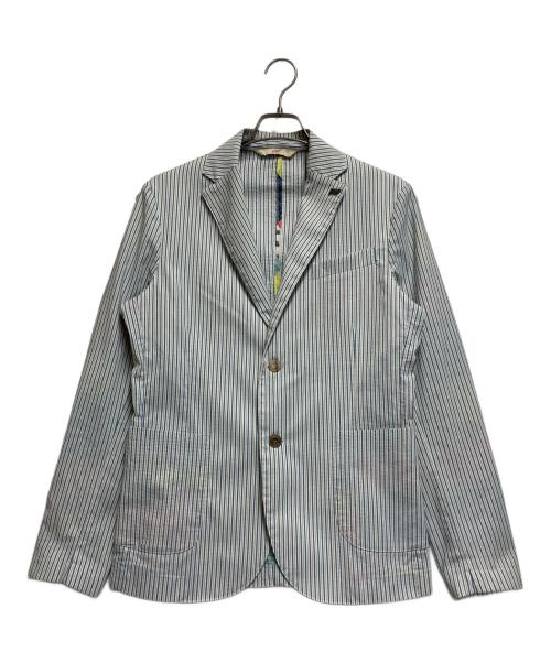 Bob（ボブ）Bob (ボブ) シングルブレストジャケット ブルー×ホワイト サイズ:1048の古着・服飾アイテム
