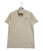 LACOSTE SPORTラコステスポーツ）の古着「ウルトラドライバイカラーボーダーポロシャツ」｜ホワイト×ベージュ