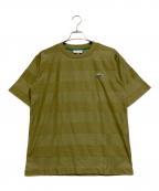 LACOSTEラコステ）の古着「パイル地切り替え同色ボーダーTシャツ」｜オリーブ