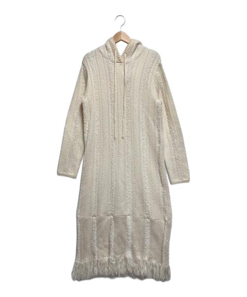tageechita（タジチタ）tageechita (タジチタ) フード付きフリンジニットワンピース ベージュ サイズ:Sの古着・服飾アイテム