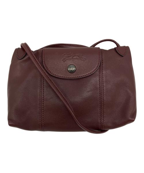 LONGCHAMP（ロンシャン）LONGCHAMP (ロンシャン) ル プリアージュ キュイール ショルダーバッグ バーガンディーの古着・服飾アイテム