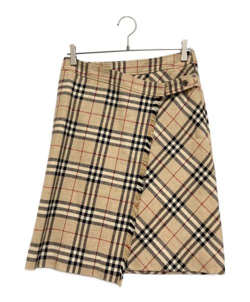 BURBERRY LONDON（バーバリーロンドン）BURBERRY LONDON (バーバリーロンドン) カシミヤ混ラップスカート ベージュ サイズ:40の古着・服飾アイテム