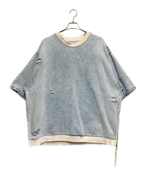 ZARA（ザラ）ZARA (ザラ) ダメージ加工デニムスウェット ブルー サイズ:USA XLの古着・服飾アイテム