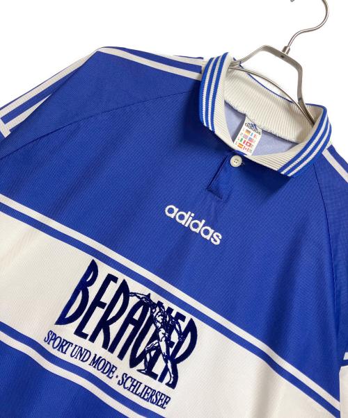 adidas（アディダス）adidas (アディダス) BERAVER (ブレイヴァー) 半袖カットソー ブルー×ホワイト サイズ:US XLの古着・服飾アイテム