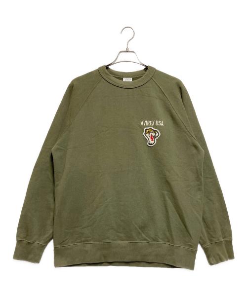 AVIREX（アヴィレックス）AVIREX (アヴィレックス) クルーネックスウェット オリーブ サイズ:XLの古着・服飾アイテム