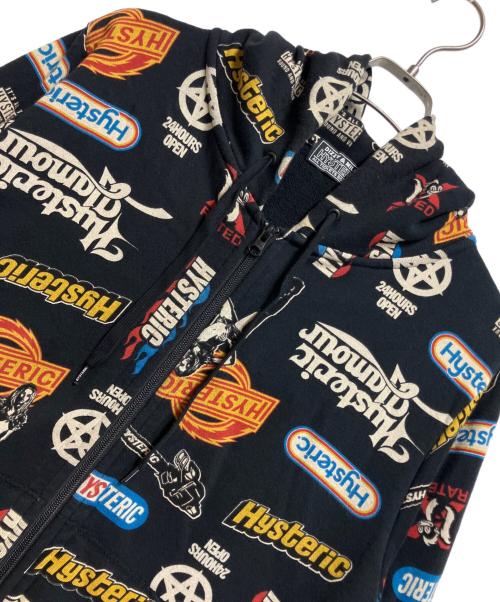 Hysteric Glamour（ヒステリックグラマー）Hysteric Glamour (ヒステリックグラマー) ジップパーカー ブラック サイズ:Mの古着・服飾アイテム