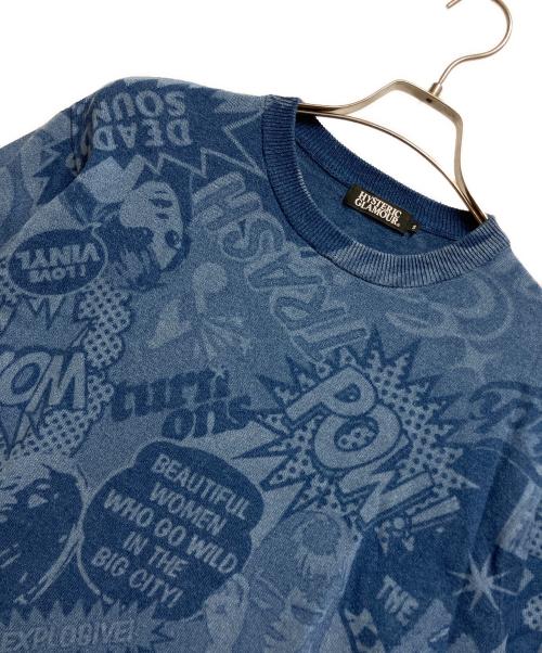 Hysteric Glamour（ヒステリックグラマー）Hysteric Glamour (ヒステリックグラマー) HG WICKED WAY総柄 レーザープリントプルオーバー ブルー サイズ:Sの古着・服飾アイテム