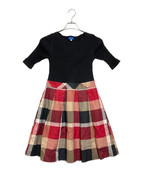 BURBERRY BLUE LABEL（バーバリーロンドンブルーレーベル）BURBERRY BLUE LABEL (バーバリーロンドンブルーレーベル) ドッキングワンピース ブラック サイズ:38の古着・服飾アイテム