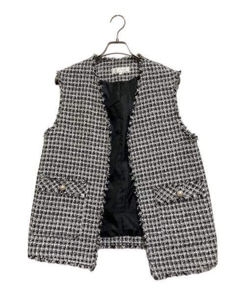 ROPE PICNIC（ロペピクニック）ROPE PICNIC (ロペピクニック) ツイードジレ ベスト ホワイト×ブラック サイズ:38の古着・服飾アイテム