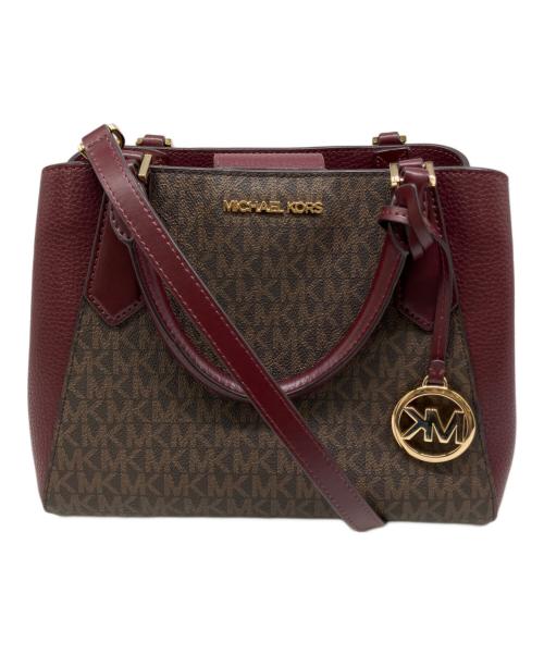 MICHAEL KORS（マイケル・コース）MICHAEL KORS (マイケル・コース) 2WAYバッグ ブラウン×バーガンディーの古着・服飾アイテム