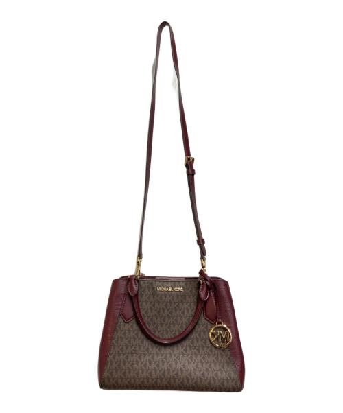 MICHAEL KORS（マイケル・コース）MICHAEL KORS (マイケル・コース) 2WAYバッグ ブラウン×バーガンディーの古着・服飾アイテム