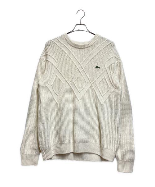 LACOSTE（ラコステ）LACOSTE (ラコステ) ダイヤ柄編み変えブレンドニットセーター アイボリー サイズ:FR 5 / US Lの古着・服飾アイテム