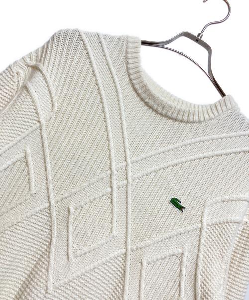 LACOSTE（ラコステ）LACOSTE (ラコステ) ダイヤ柄編み変えブレンドニットセーター アイボリー サイズ:FR 5 / US Lの古着・服飾アイテム