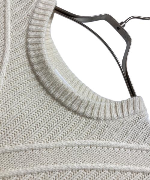 LACOSTE（ラコステ）LACOSTE (ラコステ) ダイヤ柄編み変えブレンドニットセーター アイボリー サイズ:FR 5 / US Lの古着・服飾アイテム