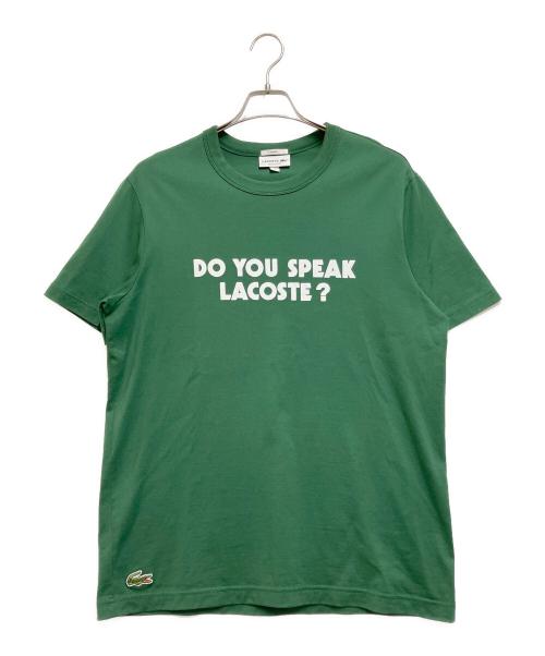 LACOSTE（ラコステ）LACOSTE (ラコステ) メッセージプリントバインダーネックTシャツ グリーン サイズ:Lの古着・服飾アイテム