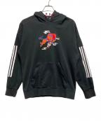 adidasアディダス）の古着「プルオーバーパーカー」｜ブラック